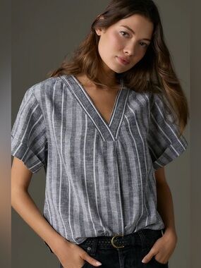 Anthropologie Pilcro Linen Henley Surf Shirt Women’s size Medium